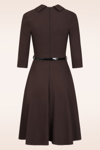 Vintage Chic for Topvintage - Topvintage exclusive ~ Arinde Pinstipe swing jurk in bruin 3