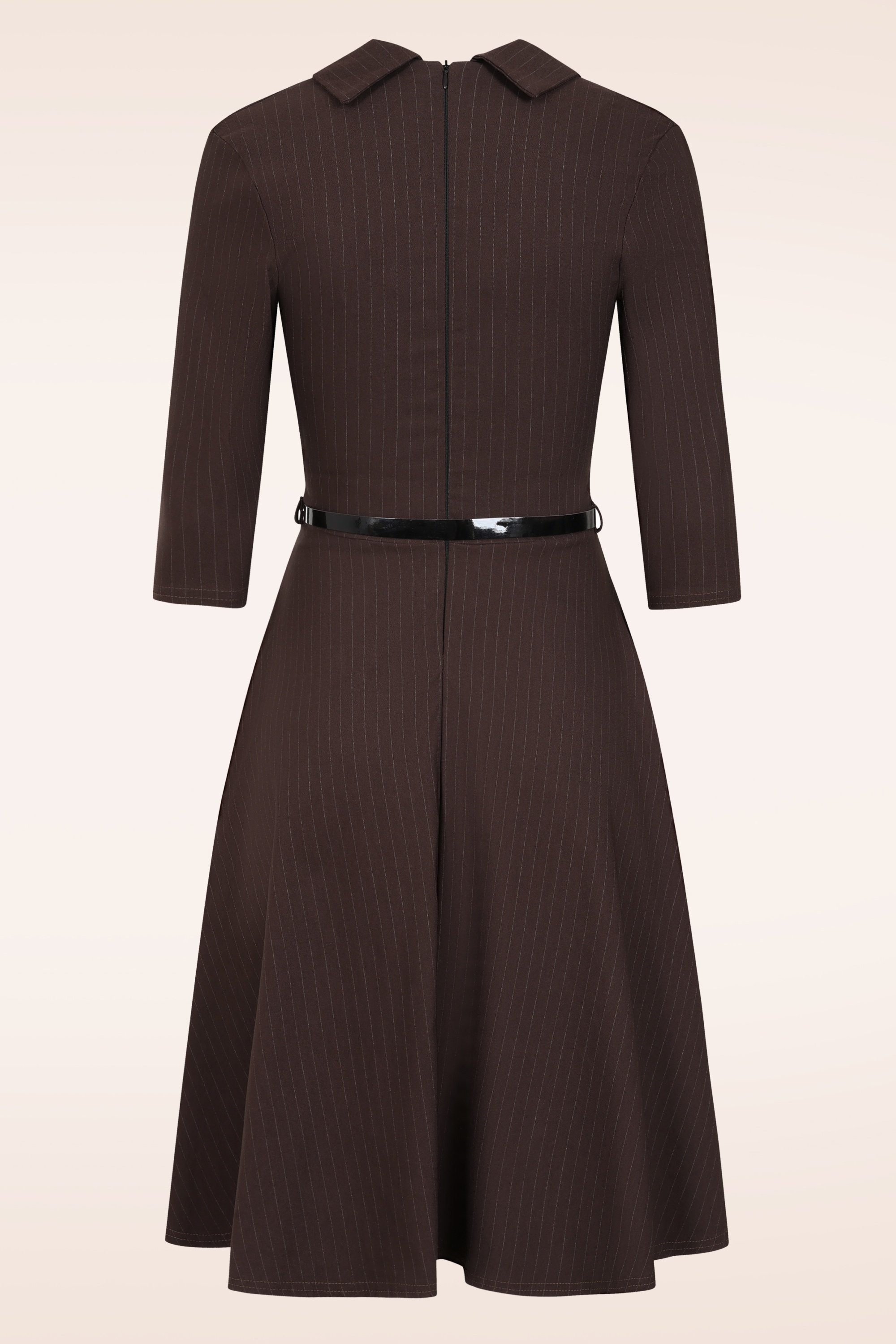 Vintage Chic for Topvintage - Topvintage exclusive ~ Arinde Pinstipe swing jurk in bruin 3