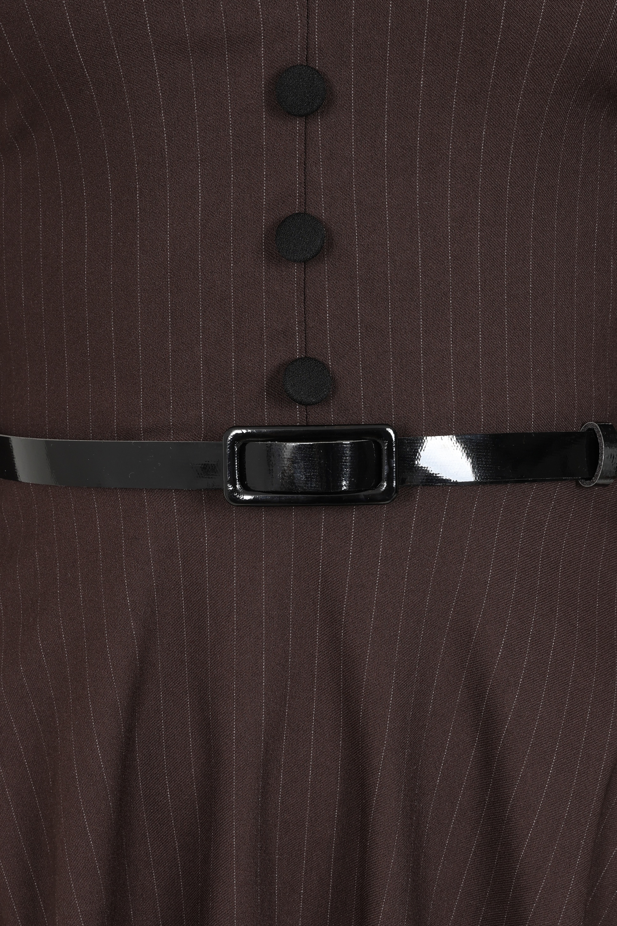 Vintage Chic for Topvintage - Topvintage exclusive ~ Arinde Pinstipe swing jurk in bruin 2