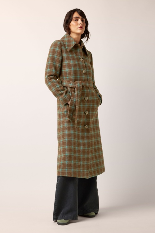 King Louie - Arabella Coppa Check mantel in beer bruin