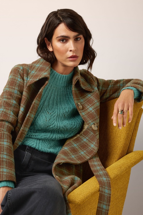 King Louie - Arabella Coppa Check mantel in beer bruin 4