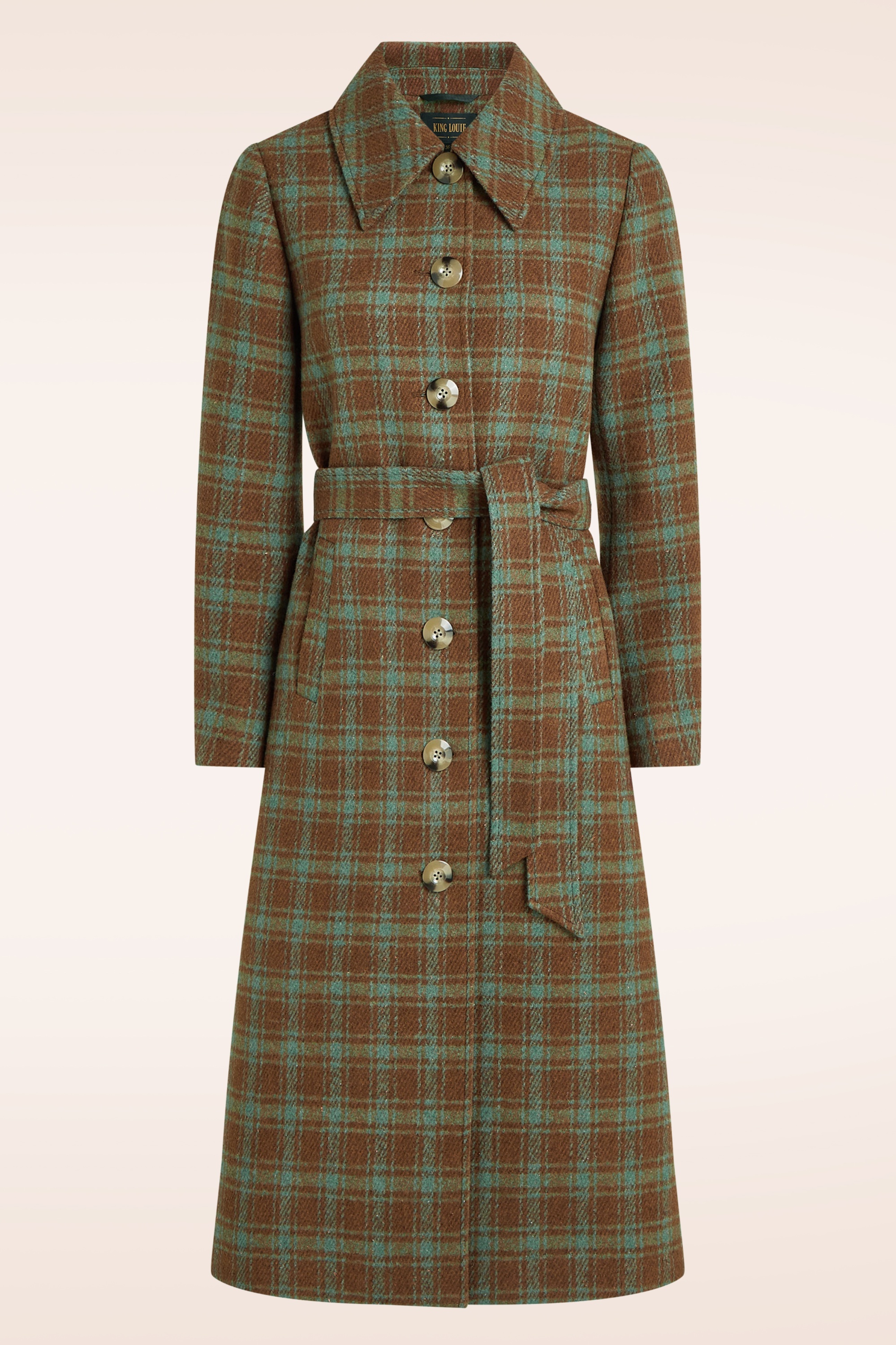 King Louie - Arabella Coppa Check mantel in beer bruin 2