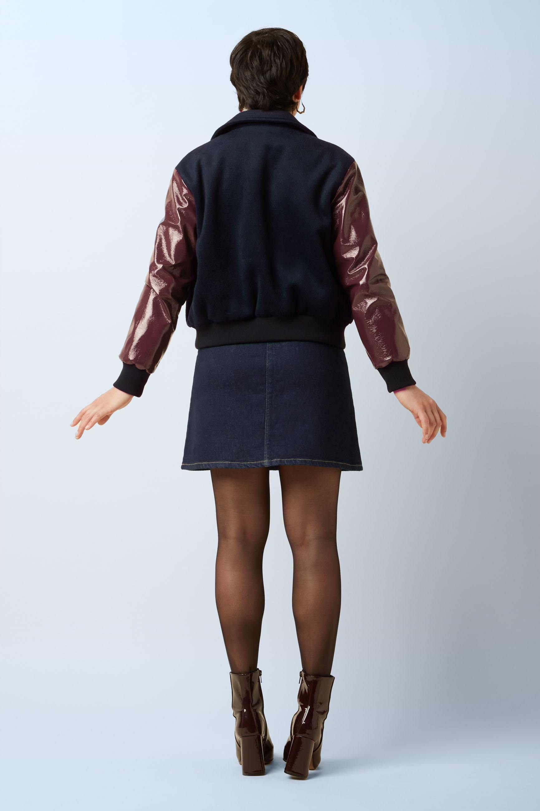 King Louie - Billie Shine Baseball jacket in navy en bordeauxrood 5