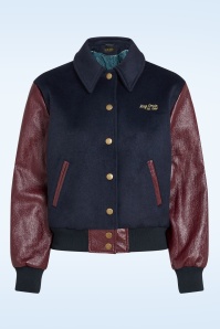 King Louie - Billie Shine Baseball jacket in navy en bordeauxrood 2
