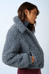 King Louie - Isa Basil faux fur jasje in nachtblauw