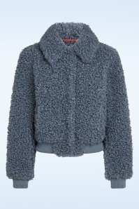 King Louie - Isa Basil faux fur jasje in nachtblauw 2