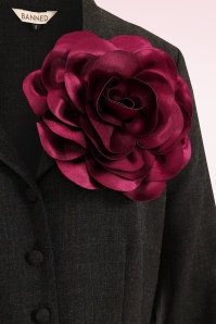 Banned Retro - Romantic Bloom broche in bordeauxrood 2