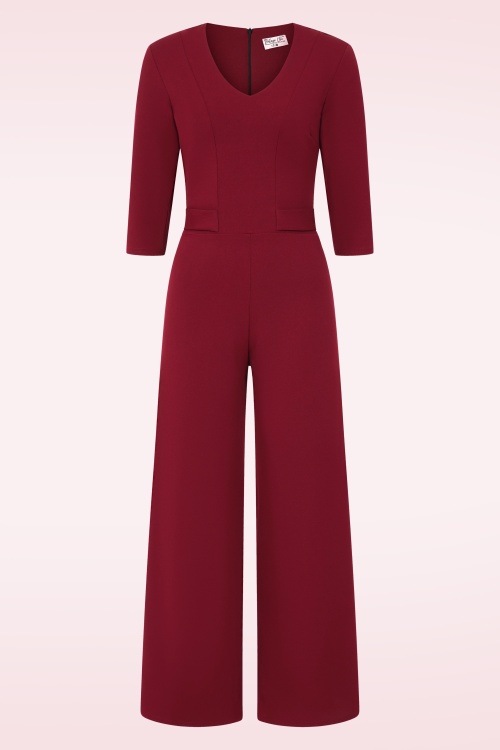 Vintage Chic for Topvintage - Topvintage exclusive ~ Darlene jumpsuit in wijnrood