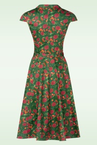 Topvintage Boutique Collection - Topvintage exclusive ~ Angie flower swing jurk in groen 6