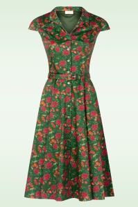 Topvintage Boutique Collection - Topvintage exclusive ~ Angie flower swing jurk in groen 3