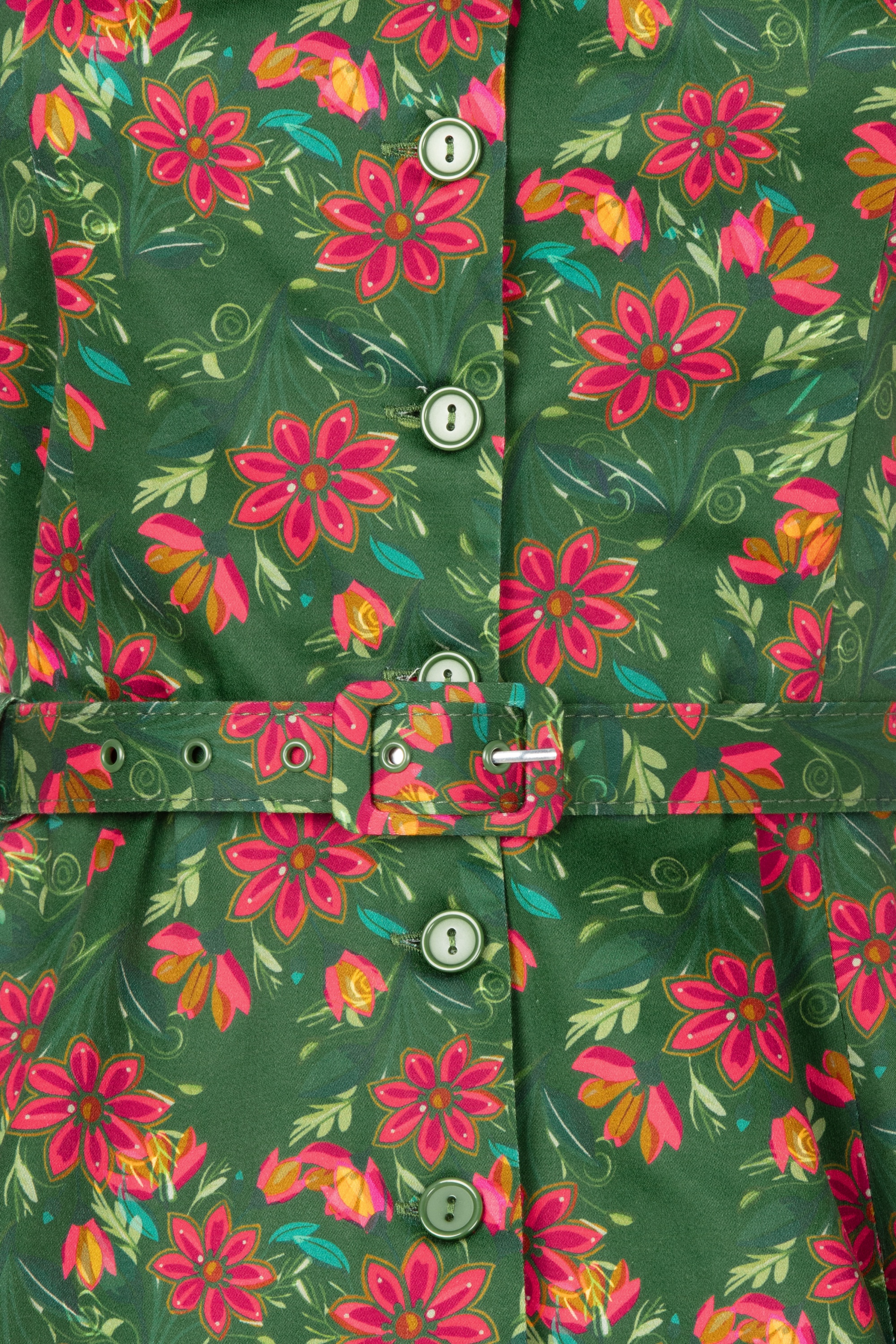 Topvintage Boutique Collection - Topvintage exclusive ~ Angie flower swing jurk in groen 4