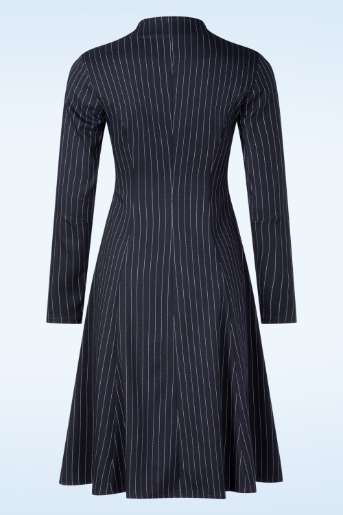 Femkit - Gennifer Pinstripe jurk in donkerblauw 3