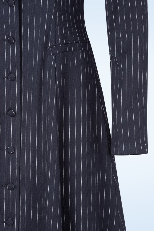 Femkit - Gennifer Pinstripe jurk in donkerblauw 2