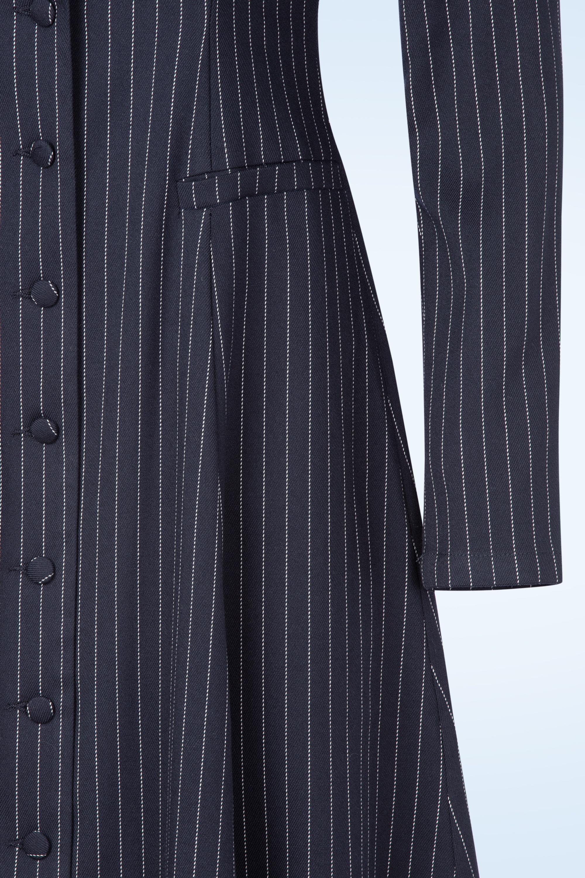 Femkit - Gennifer Pinstripe jurk in donkerblauw 2