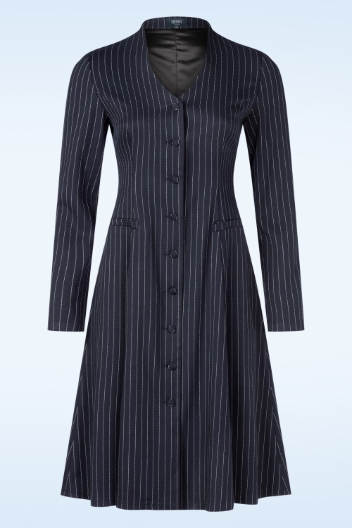 Femkit - Gennifer Pinstripe jurk in donkerblauw
