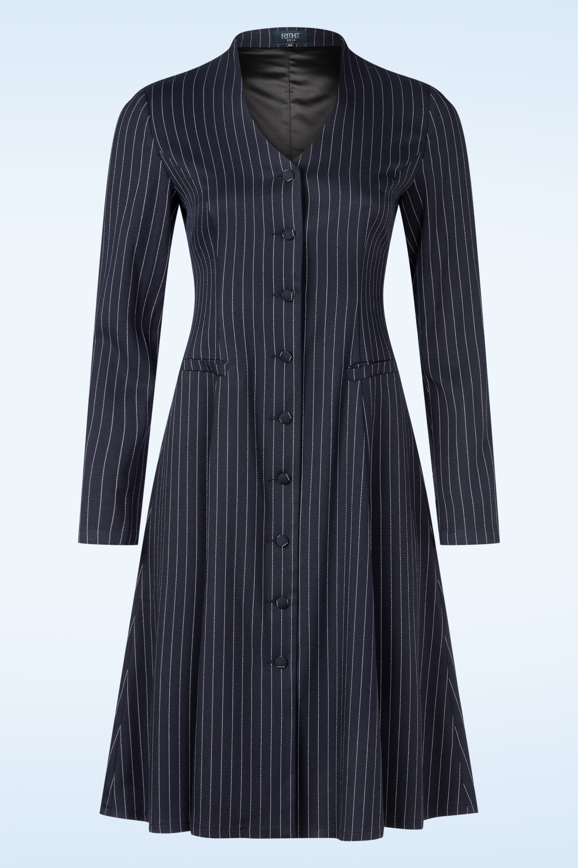 Femkit - Gennifer Pinstripe jurk in donkerblauw