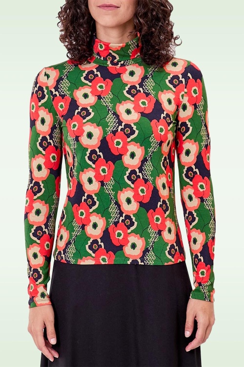 Princesse Nomade  - Emma top met col in groen en multi 3