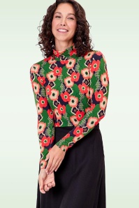 Princesse Nomade  - Emma top met col in groen en multi