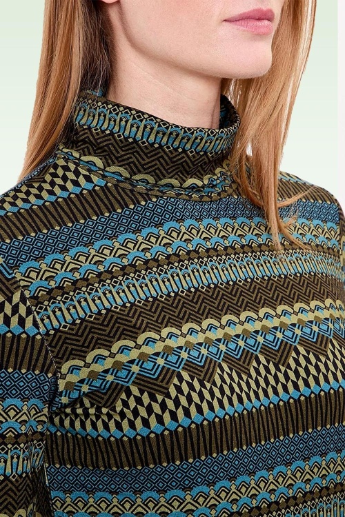 Princesse Nomade  - Biba top met col in groen en multi 2