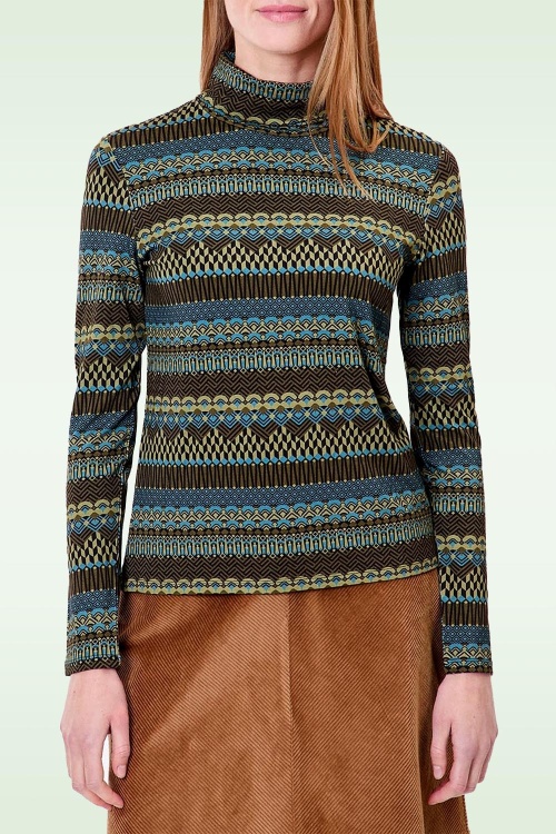 Princesse Nomade  - Biba top met col in groen en multi 3