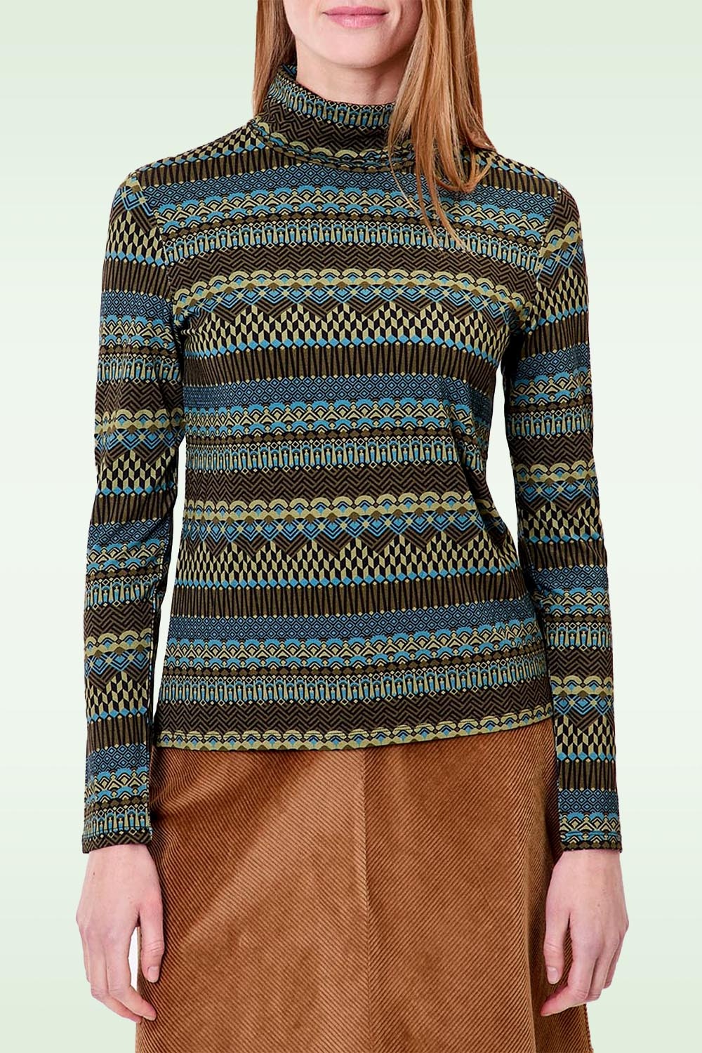 Princesse Nomade  - Biba top met col in groen en multi 3