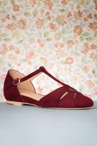 Charlie Stone - London t-strap flats in wijnrood