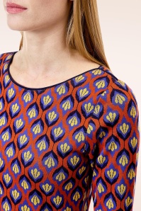 Princesse Nomade  - Carla jurk in baksteenrood en multi 2