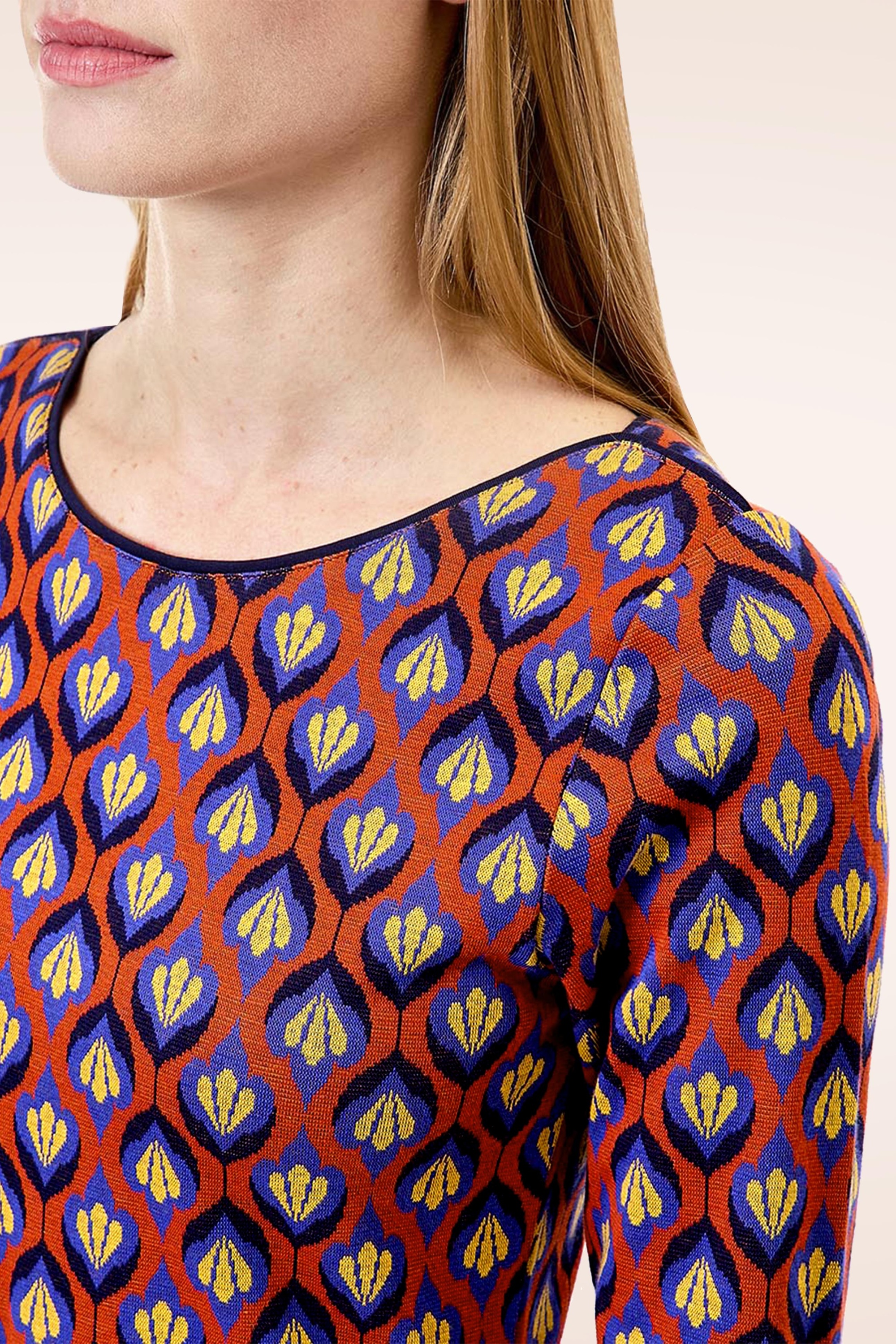 Princesse Nomade  - Carla jurk in baksteenrood en multi 2