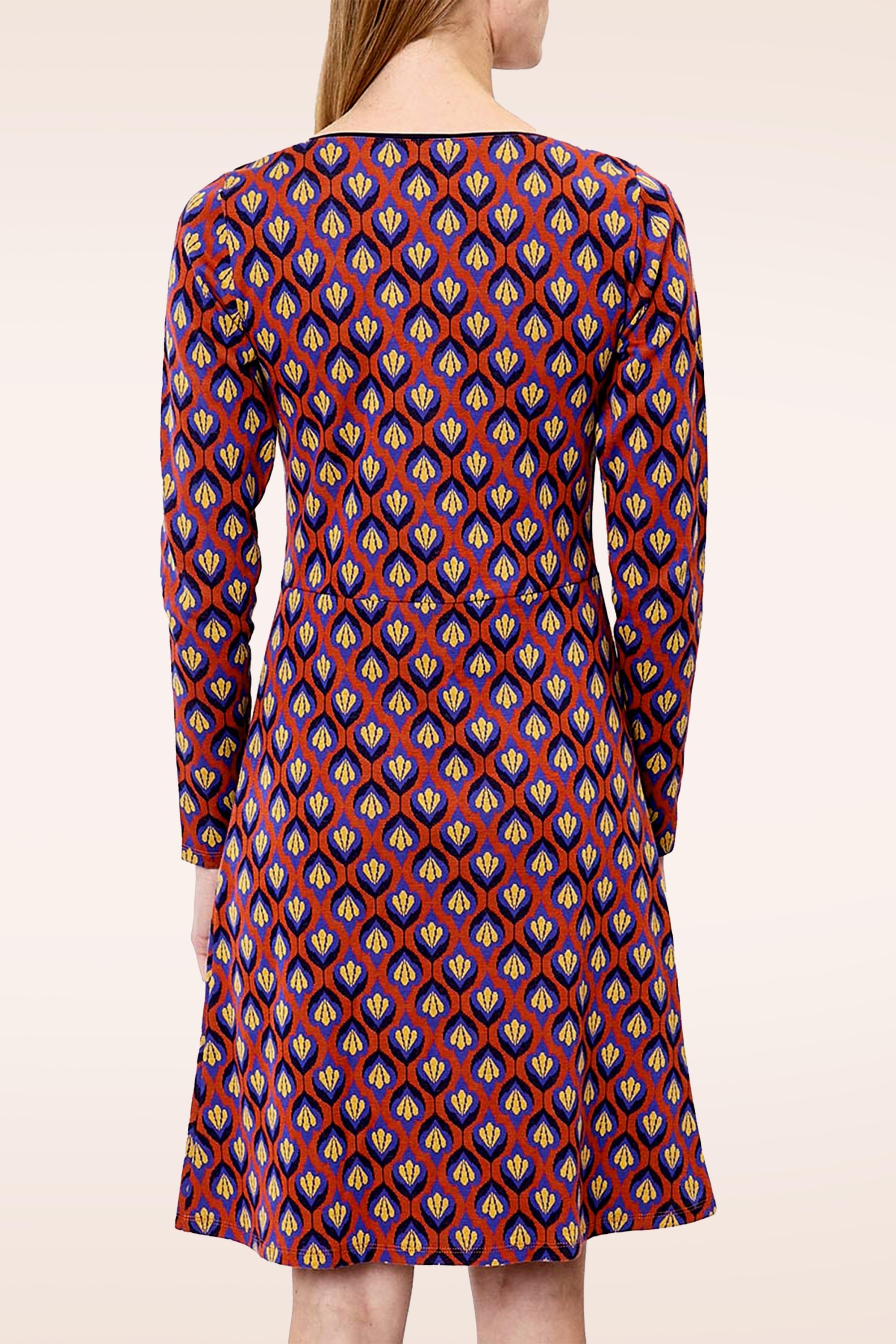 Princesse Nomade  - Carla jurk in baksteenrood en multi 3