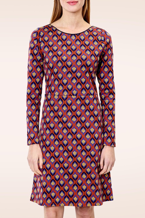 Princesse Nomade  - Carla jurk in baksteenrood en multi 4