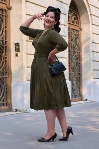 Miss Candyfloss - Enola Sage swing jurk in donker salie 3