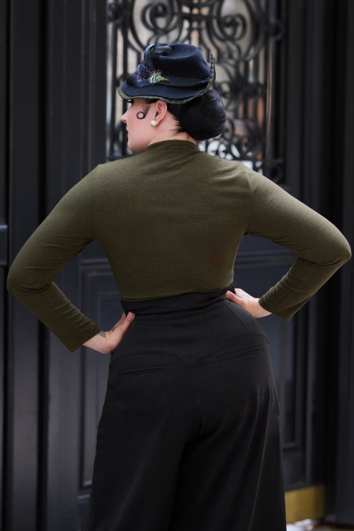 Miss Candyfloss - Axelle Sage top in donker salie 3