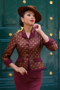 Miss Candyfloss - Pyper Aurum blazer in wijnrood en goud