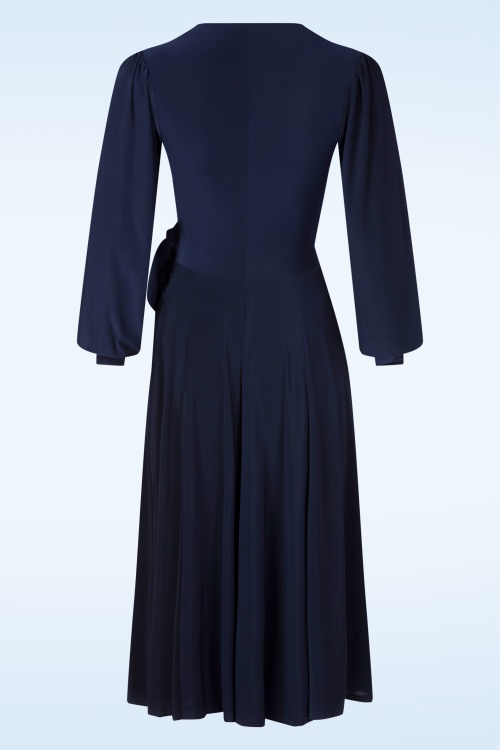 Vintage Chic for Topvintage - Topvintage exclusive ~ Athena slinky swing jurk in marineblauw 3