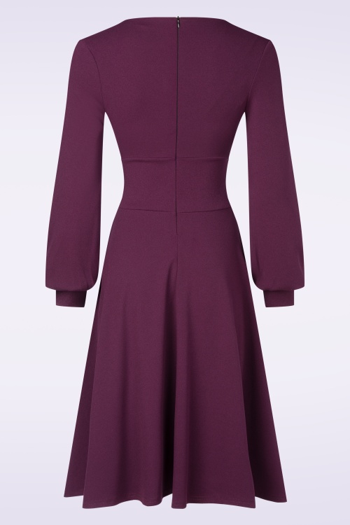 Vintage Chic for Topvintage - Topvintage exclusive ~ Helaine swing jurk in aubergine  3