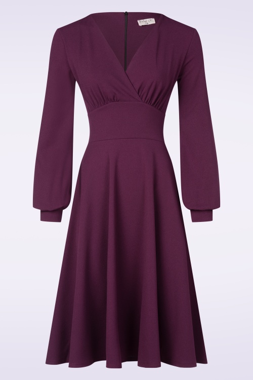 Vintage Chic for Topvintage - Topvintage exclusive ~ Helaine swing jurk in aubergine 