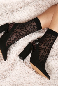 Pamela Mann - Sheer Leopard sokjes in zwart