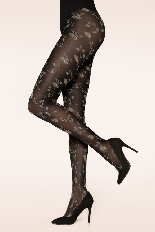 Marcmarcs - Flower 50 Den panty in zwart