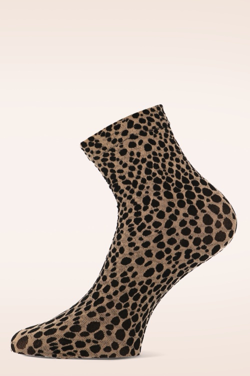 Marcmarcs - Punti Leopard sokjes in zwart en camel 2