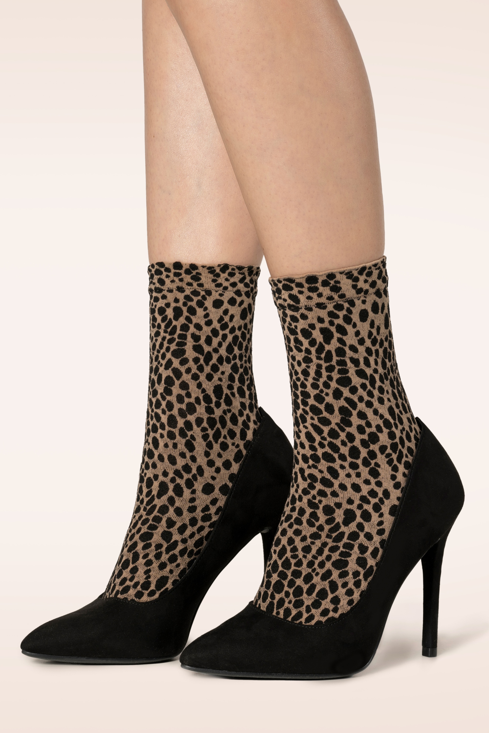 Marcmarcs - Punti Leopard sokjes in zwart en camel