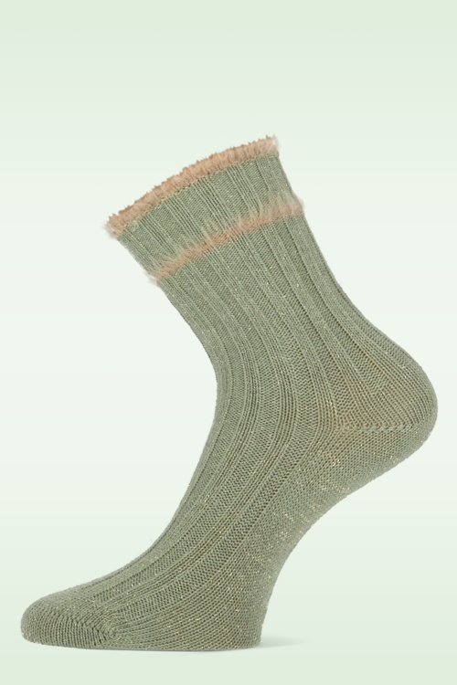 Marcmarcs - Sara Glitter sokken in olijfgroen