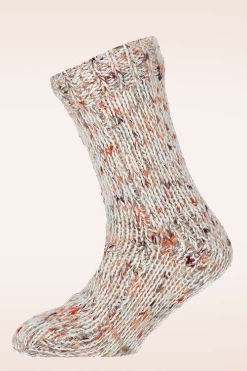 Marcmarcs - Rabia huissokken in gebroken wit en kastanje 2