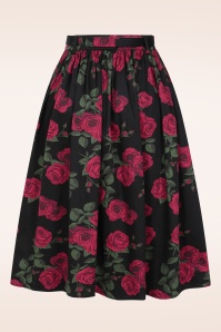 Banned Retro - Rose swing rok in zwart 5