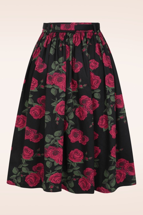 Banned Retro - Rose swing rok in zwart 5