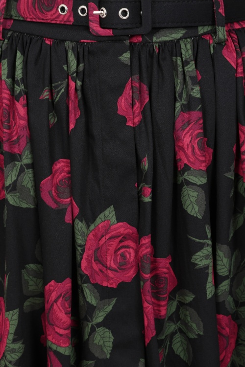 Banned Retro - Rose swing rok in zwart 2