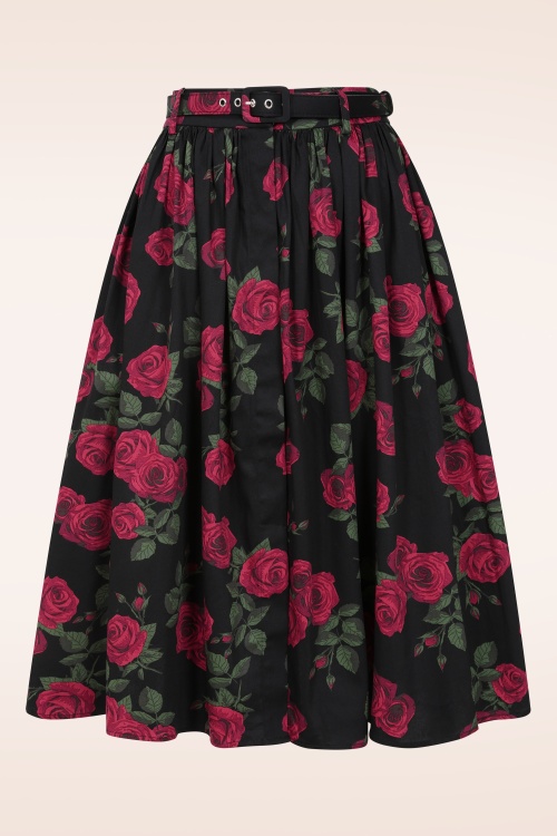 Banned Retro - Rose swing rok in zwart