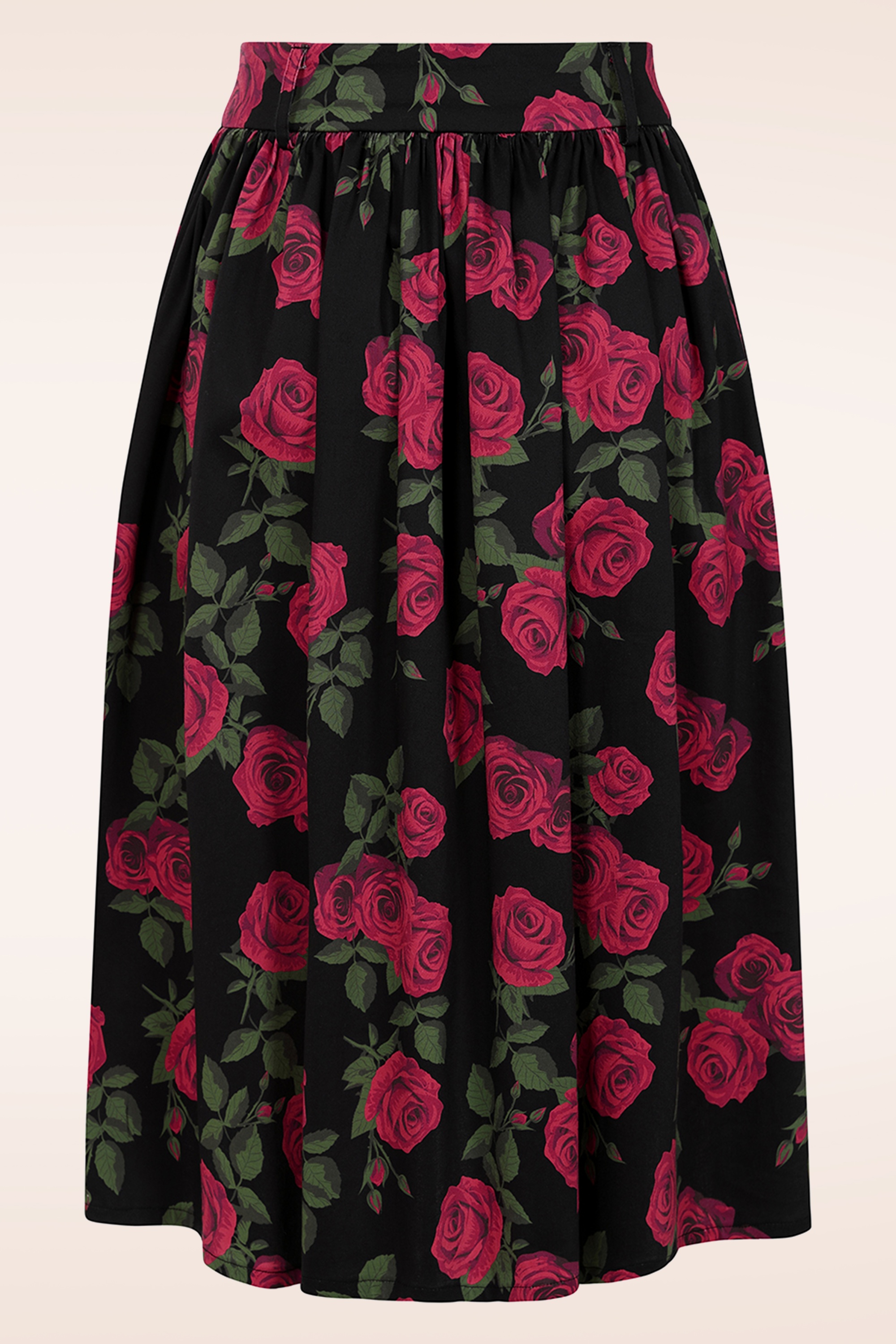 Banned Retro - Rose swing rok in zwart 3