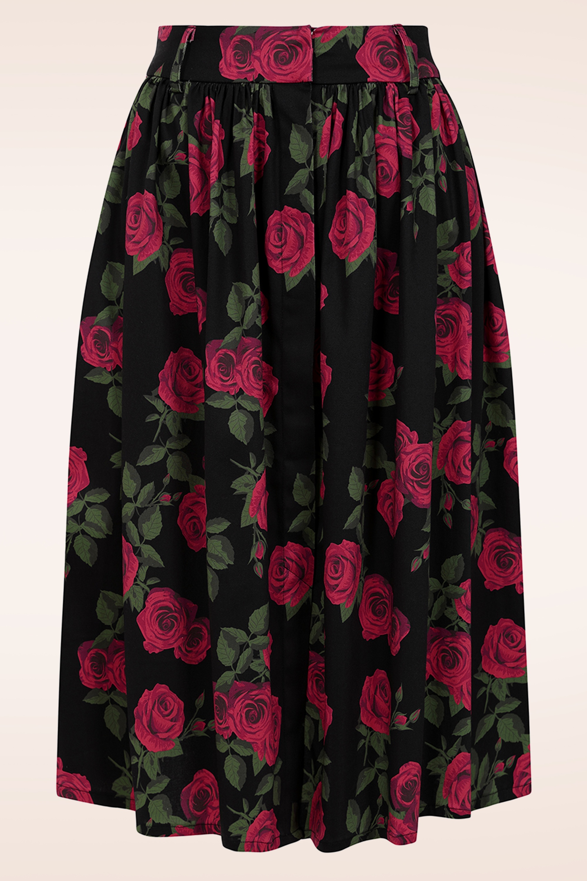Banned Retro - Rose swing rok in zwart 4