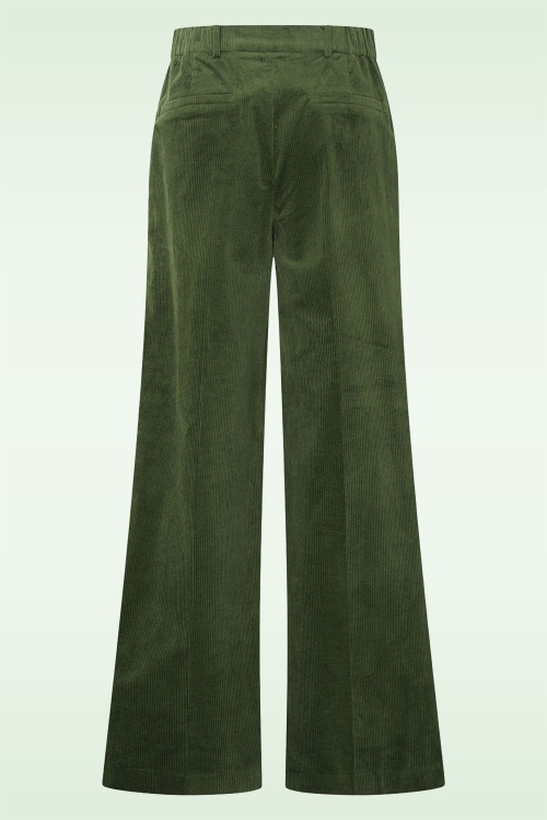 Cloud9 - Flora Wide Leg Corduroy broek in donkergroen 2