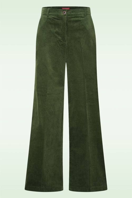 Cloud9 - Flora Wide Leg Corduroy broek in donkergroen
